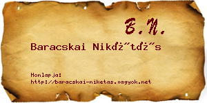 Baracskai Nikétás névjegykártya